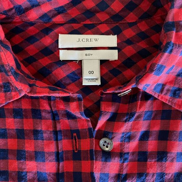 J. Crew Women's Crinkle Boy Shirt in Red Check - 00 EUC - Picture 6 of 14
